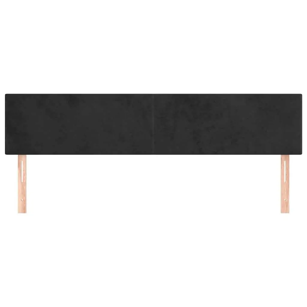 Velvet Headboard for Bed 160cm Black Adjustable Height with Wooden Legs