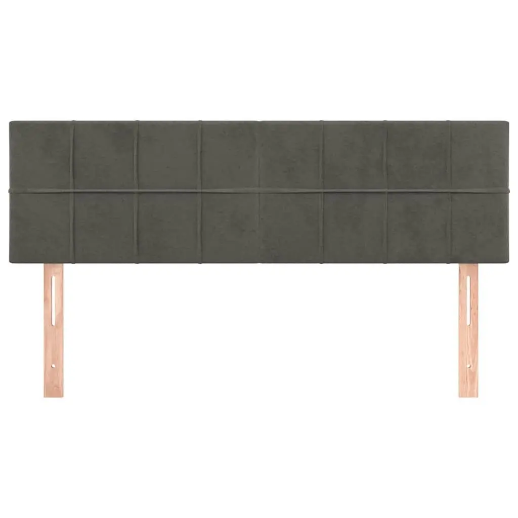 Grey Velvet Headboard 144cm Bed Frame Backrest with Wooden Legs Adjustable