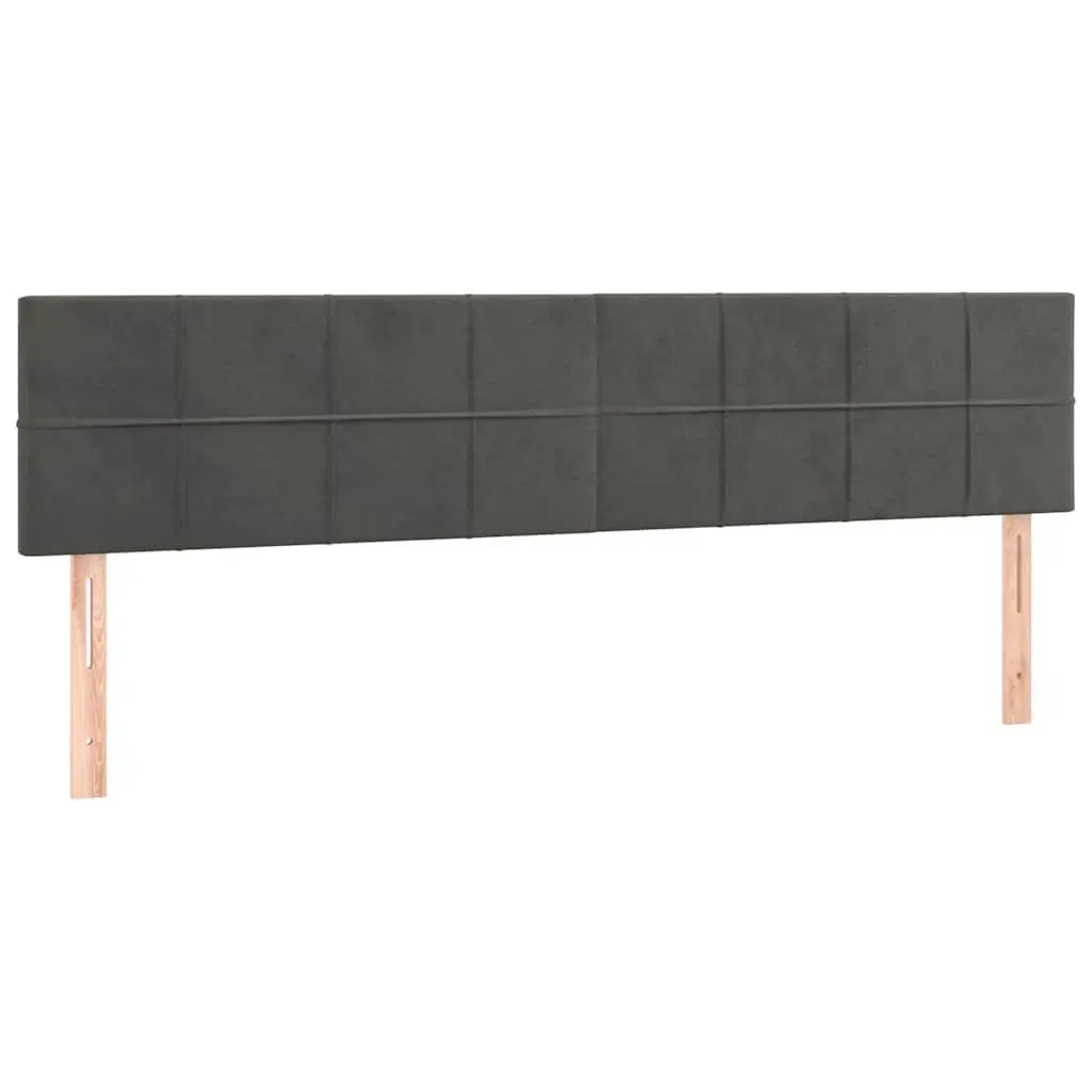 Velvet Headboard Grey Adjustable Height Bed Support Wooden Legs Bedroom