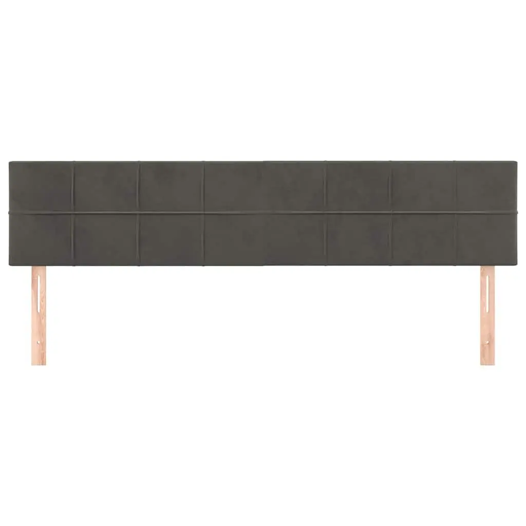 Velvet Headboard Grey Adjustable Height Bed Support Wooden Legs Bedroom