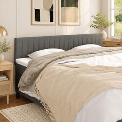 Dark Grey Fabric Headboard 200x5x78/88 cm Adjustable Height