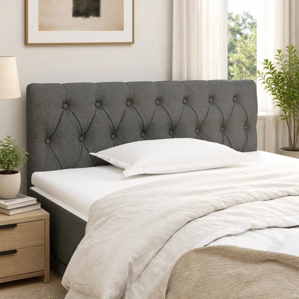 Headboard Bedroom Dark Grey 100x7x78/88 cm Fabric Adjustable Height