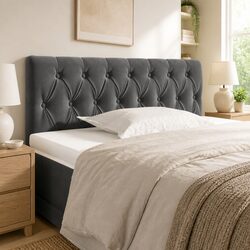 Grey Velvet Upholstered Headboard 100cm Dimensions