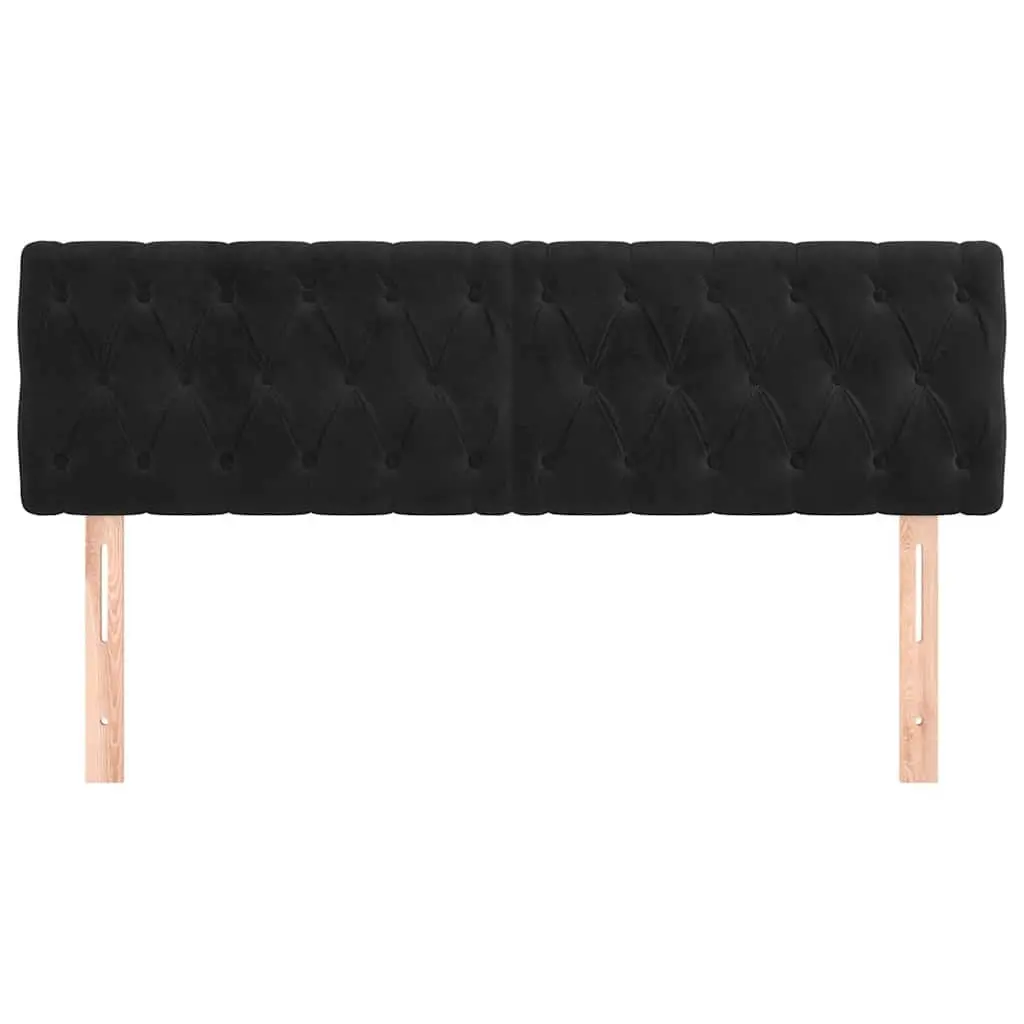 Black Velvet Headboard Adjustable Height Bedroom Furniture Wooden Legs Support