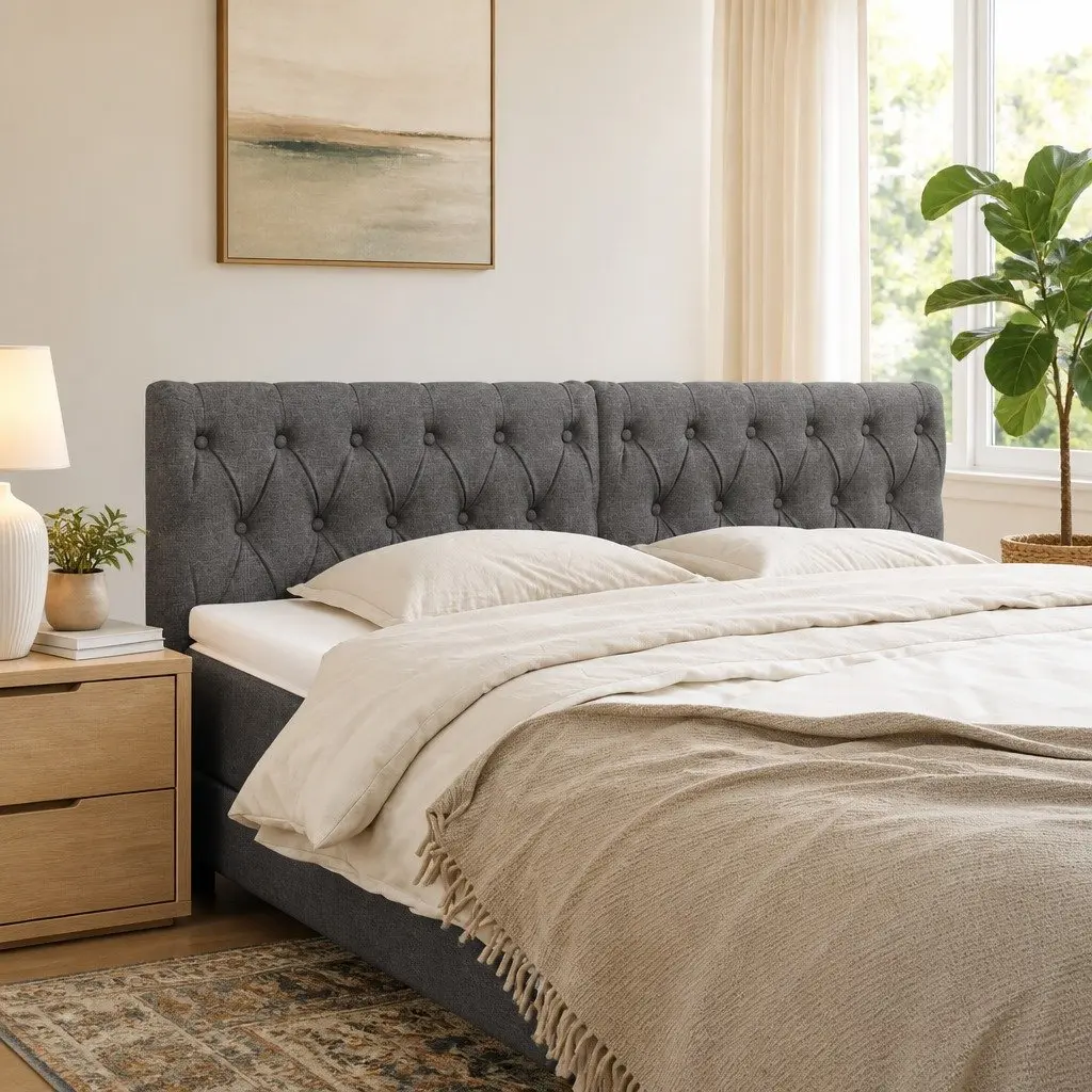 Headboard Fabric Bedroom 160x7x78-88 cm Dark Grey Adjustable Bed Head Support