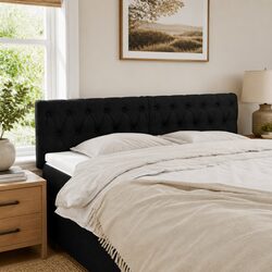 Black Fabric Headboard: Dimensions and Features Listed