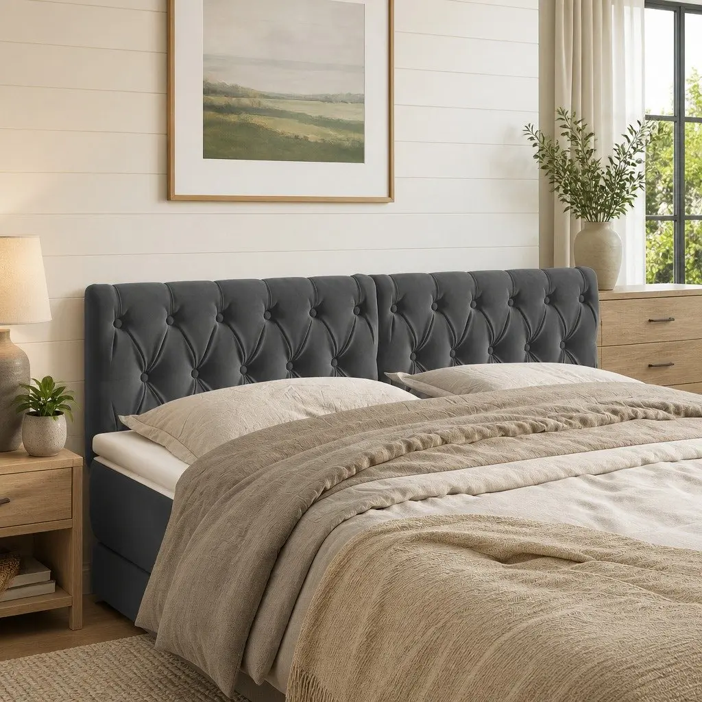 Headboard Dark Grey Bedroom Furniture 160x7x78/88 cm