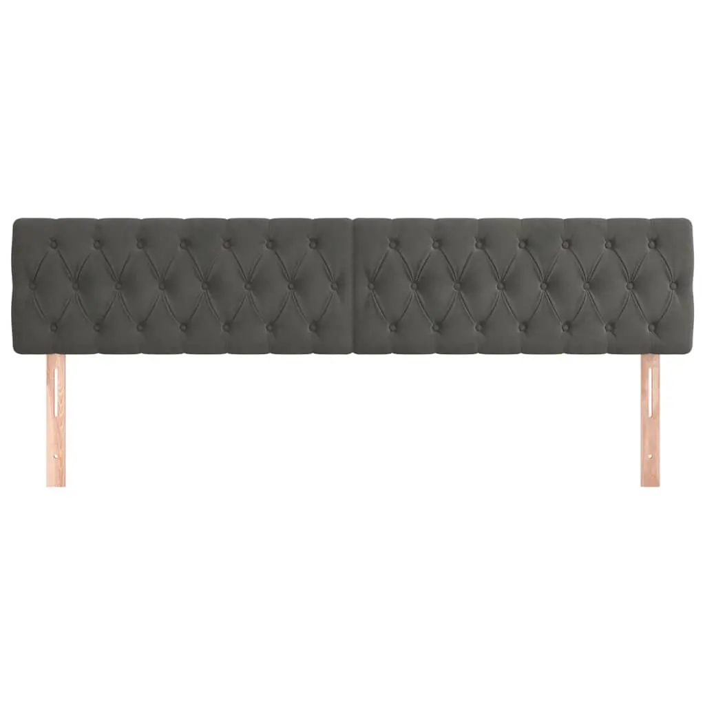 Grey Velvet Headboard 200cm Wide Adjustable Height Wooden Legs Bedroom