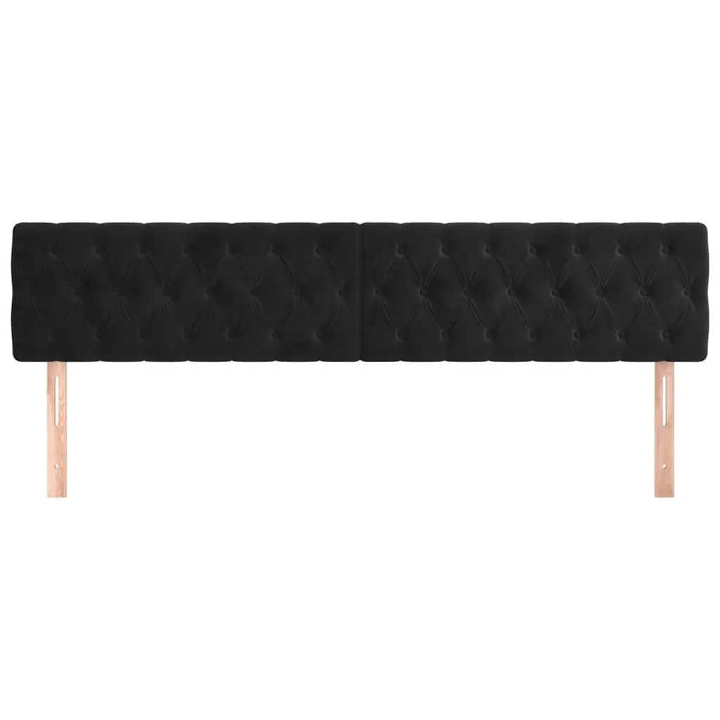 Velvet Headboard Black Adjustable Height Bedroom Furniture 200W x 7D x 78/88H cm