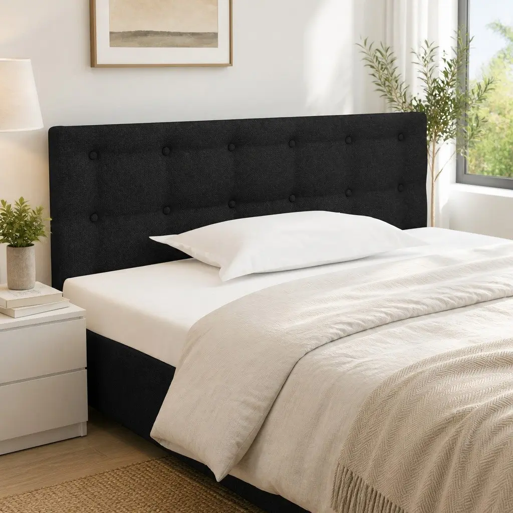 Black Fabric Headboard, 100 cm Width, Adjustable Height