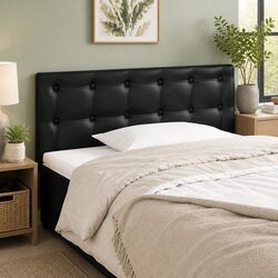 Black Upholstered Headboard: 100 cm Wide, Faux Leather