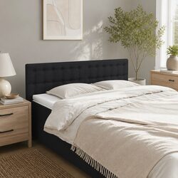 Black Fabric Headboard Specifications with Wooden Legs
