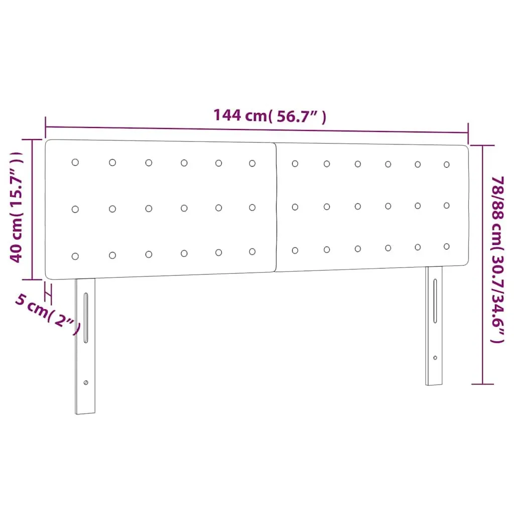 Grey Velvet Headboard for Bedroom Adjustable Height 144 x 5 x 78/88 cm