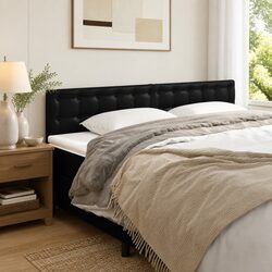 Black Faux Leather Headboard 160cm with Wooden Legs and Height Adjustment
