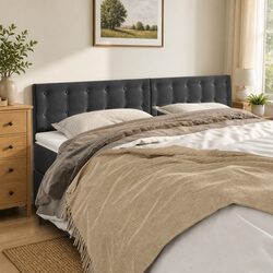 Dark Grey Velvet Headboard 160cm - Specs Inside