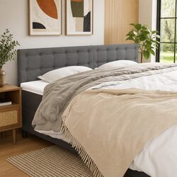 Grey Fabric Headboard - Dimensions 200 x 5 x 78/88 cm