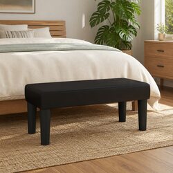 Black Faux Leather Bench with Foam Padding: 70x30x30 cm