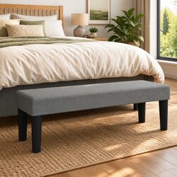 Bench with Dimensions 100x30x30cm – Grey Fabric Upholstered