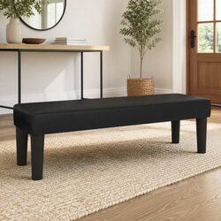 Bench Specifications: Black Faux Leather Padded Seating