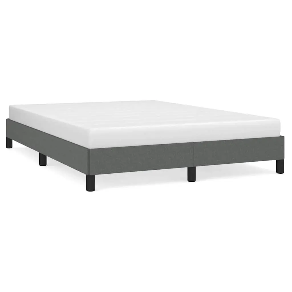 Double Bed Frame 137x187 cm Grey Fabric Upholstered