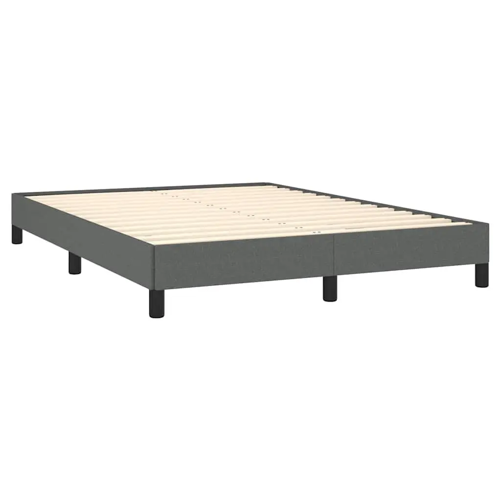 Double Bed Frame 137x187 cm Grey Fabric Upholstered
