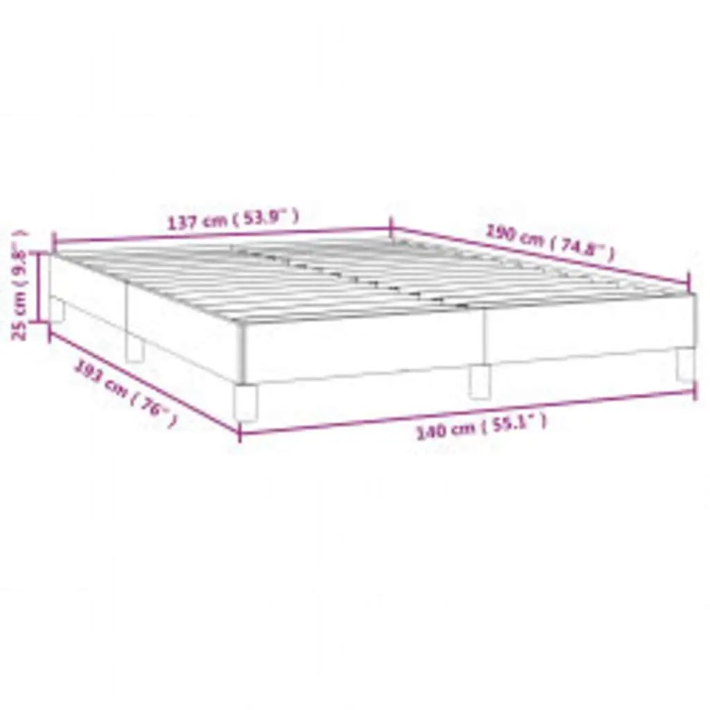 Double Bed Frame 137x187 cm Grey Fabric Upholstered