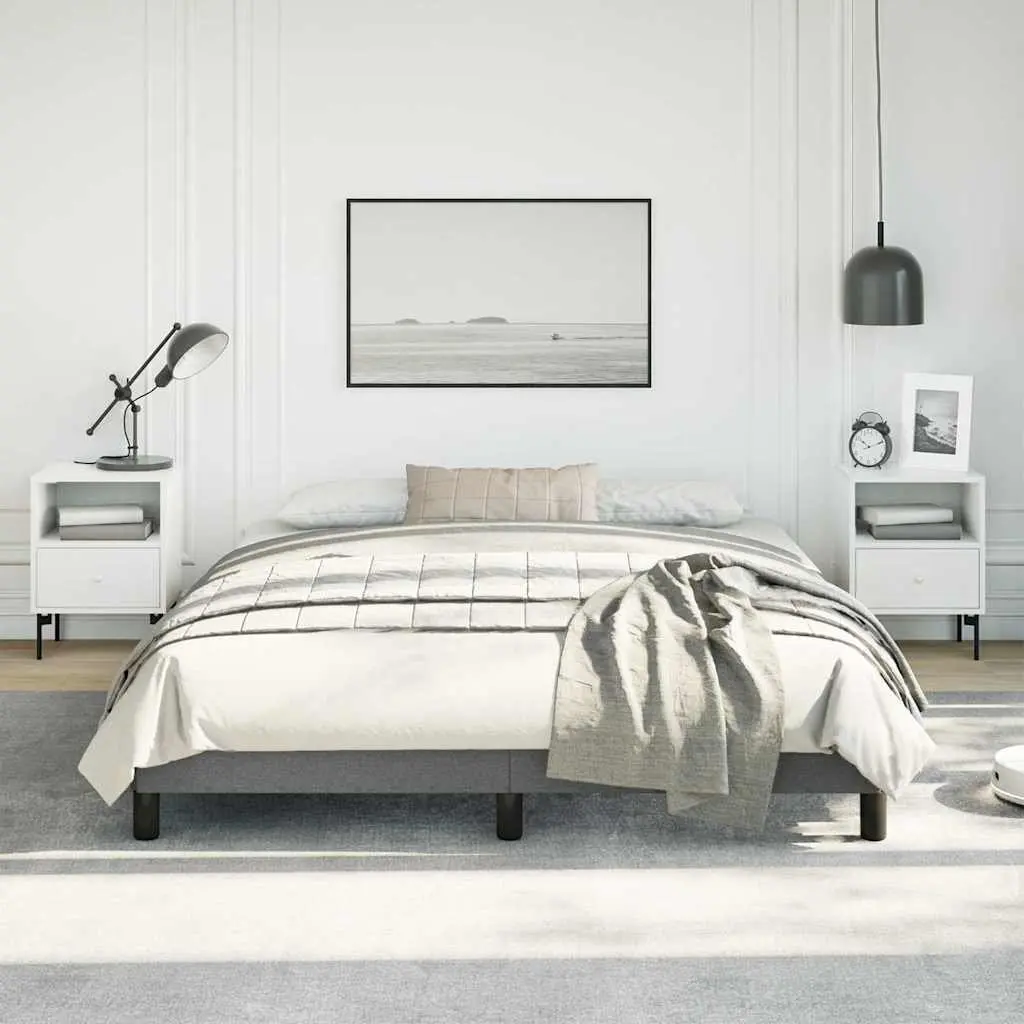 Queen Bed Frame Grey Fabric 152x203 cm Durable Upholstered Platform Bedroom