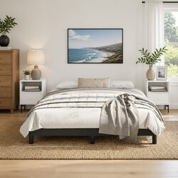 Queen Bed Frame Specifications: Black Faux Leather 152x203cm