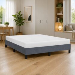 Queen Bed Frame 152x203cm Grey Velvet with Plywood Base