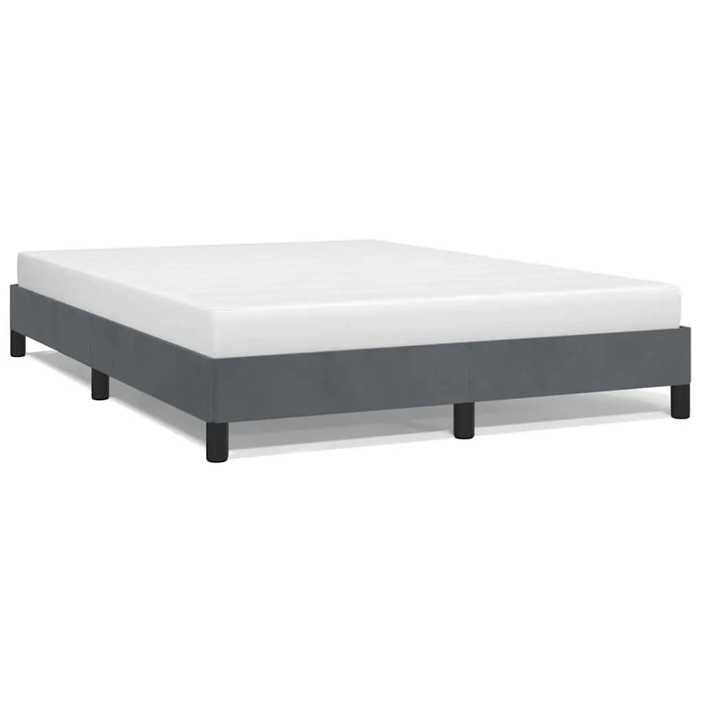 Queen Bed Frame Grey Velvet Upholstered 152x203cm Bedroom Furniture