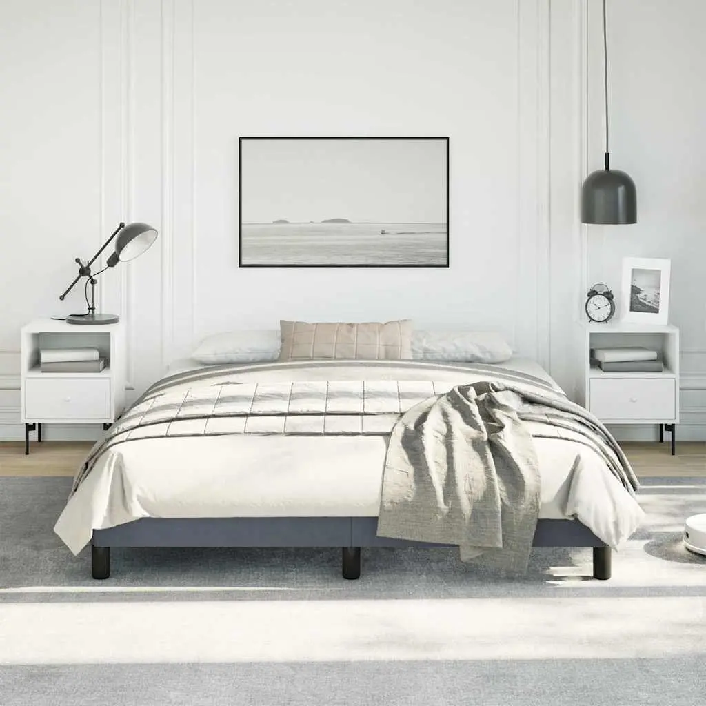Queen Bed Frame Grey Velvet Upholstered 152x203cm Bedroom Furniture
