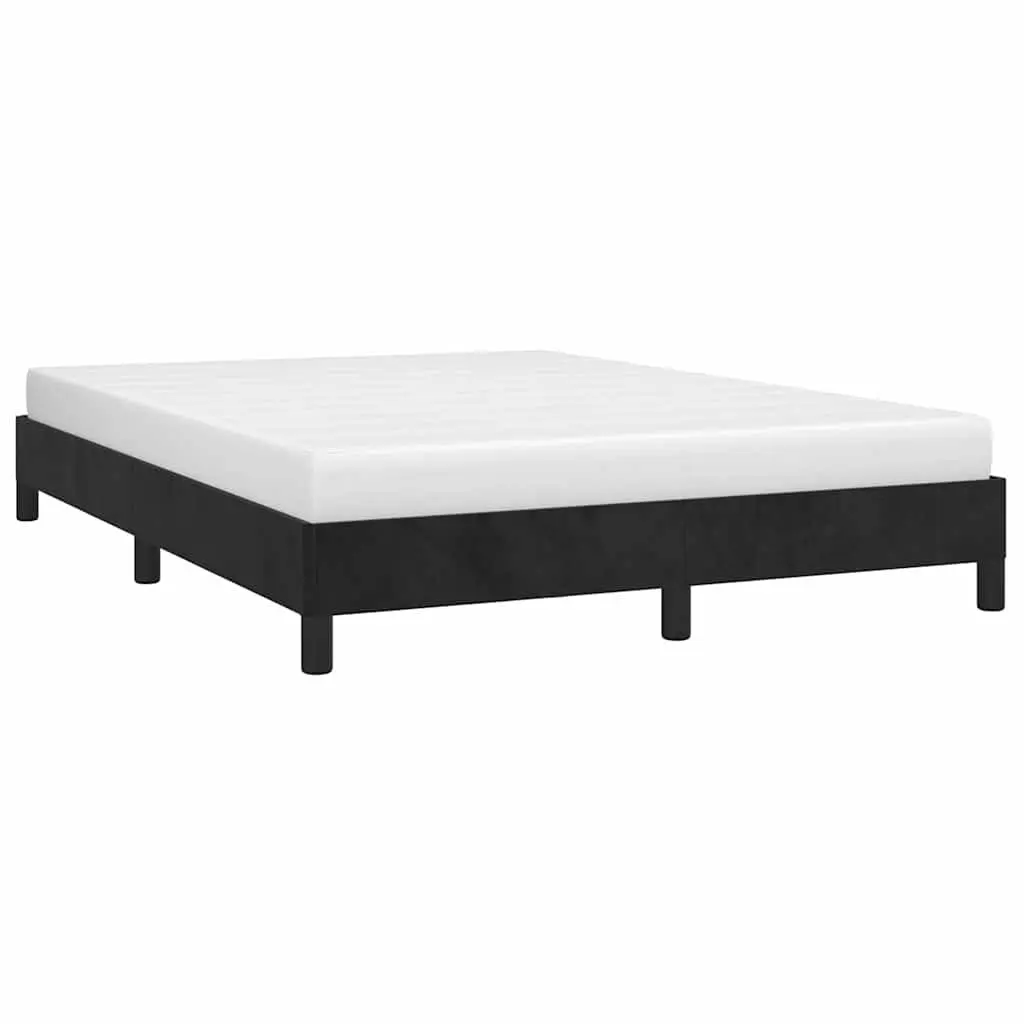 Queen Bed Frame Black Velvet 152x203 cm Slatted Base Bedroom Furniture
