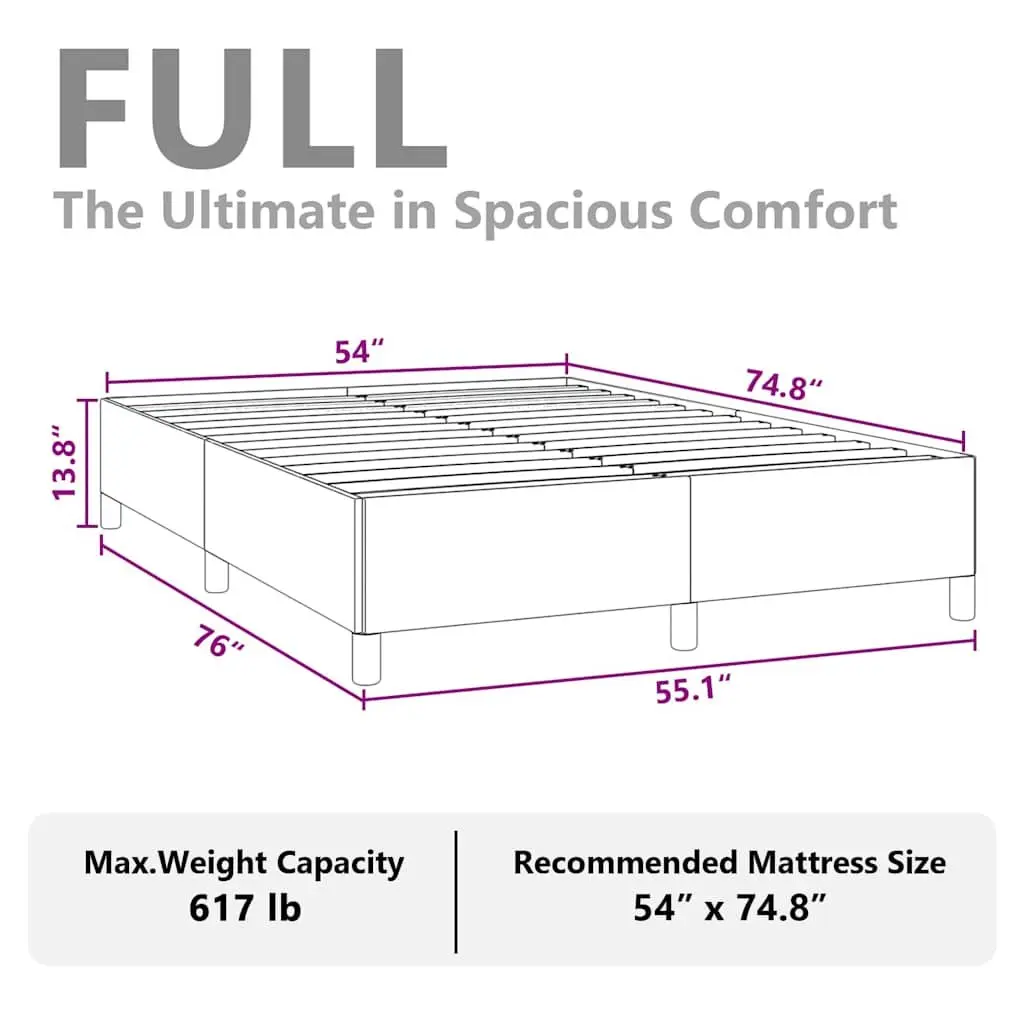 Double Bed Frame Grey Fabric 137x187cm Bedroom Furniture Plywood Slats Sturdy
