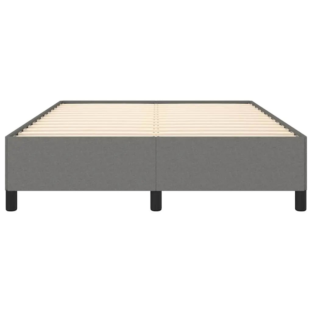Double Bed Frame Grey Fabric 137x187cm Bedroom Furniture Plywood Slats Sturdy