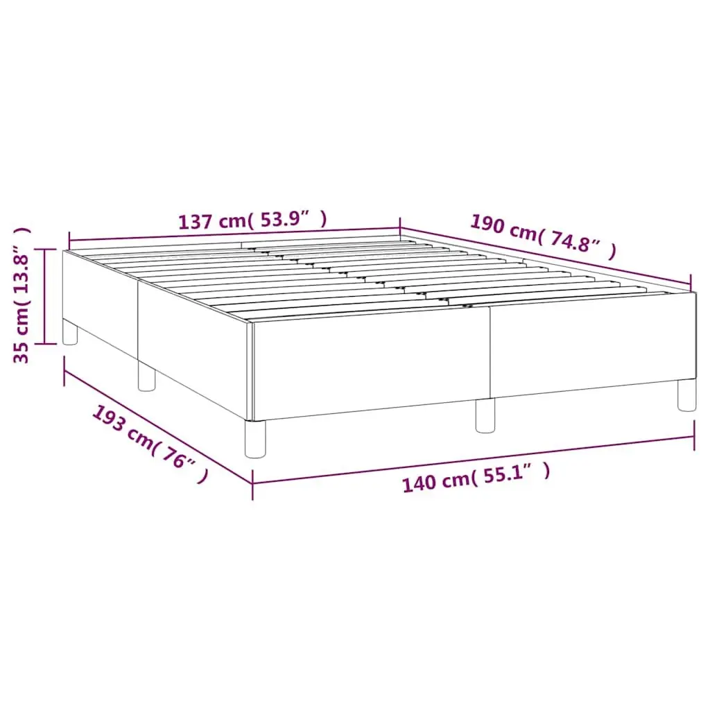 Double Bed Frame Grey Fabric 137x187cm Bedroom Furniture Plywood Slats Sturdy