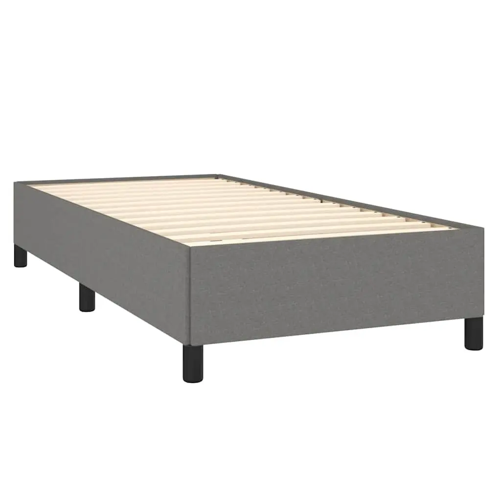 King Single Bed Frame Grey Fabric Upholstered Sturdy Legs Plywood Slats Base