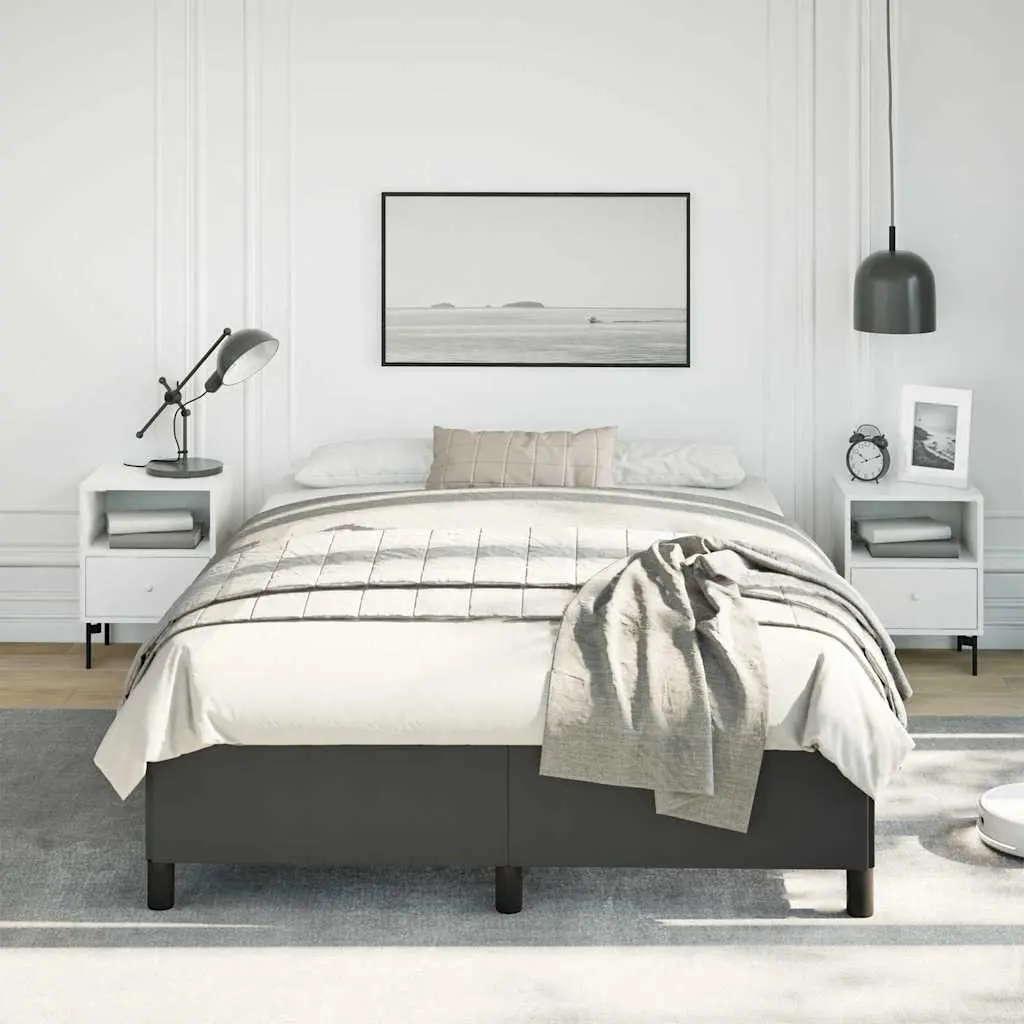 Black Faux Leather Double Bed Frame 137x187 cm Bedroom Use