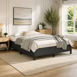 Queen Bed Frame Specifications: Black Faux Leather 152x203 cm
