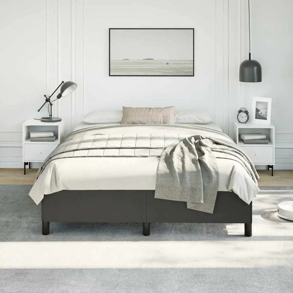 Queen Bed Frame Black Faux Leather Upholstered Platform 152x203 cm Bedroom