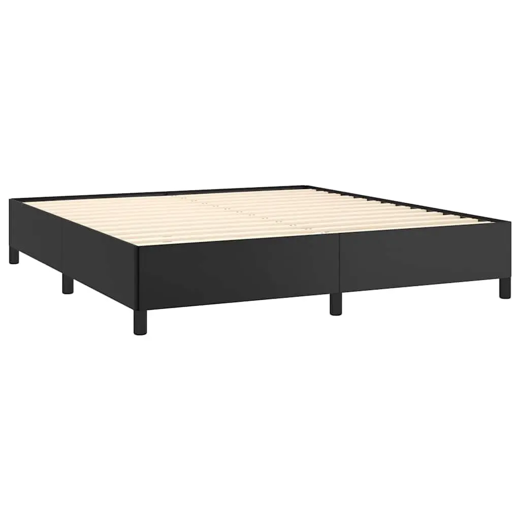 Queen Bed Frame Black Faux Leather Upholstered Platform 152x203 cm Bedroom