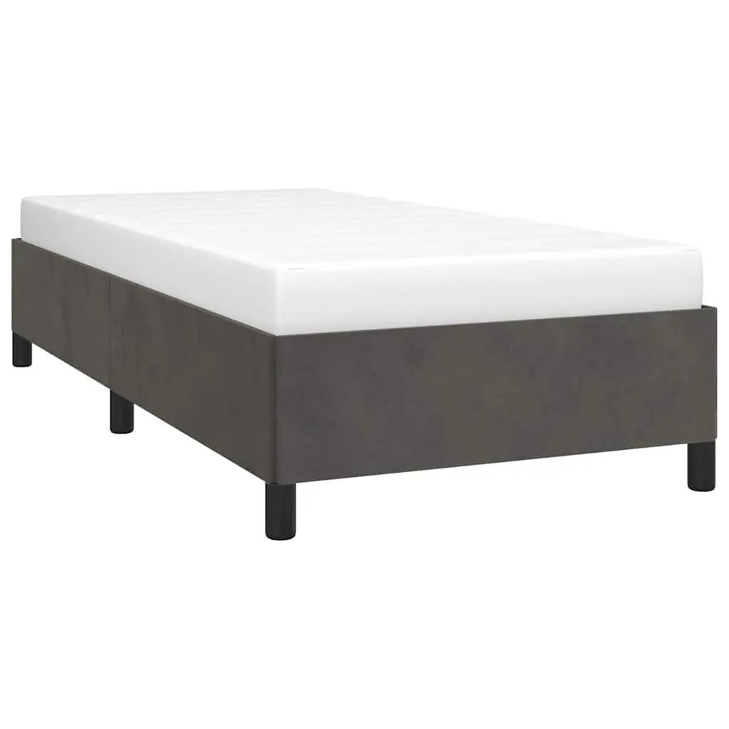 King Single Bed Frame Grey Velvet Upholstered Bedroom Furniture