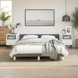 Grey Upholstered Queen Bed Frame Specifications