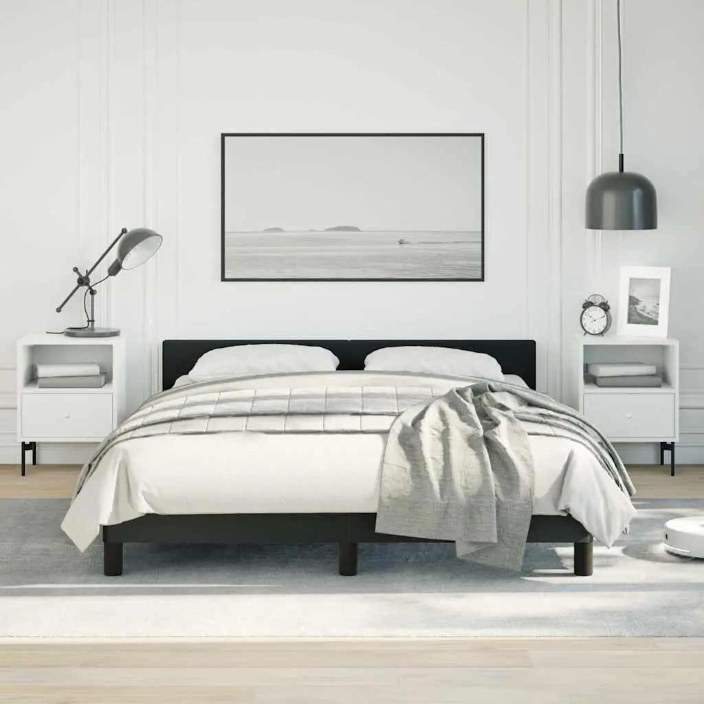 Double Bed Frame Black Faux Leather Headboard Bedroom 54 Inch