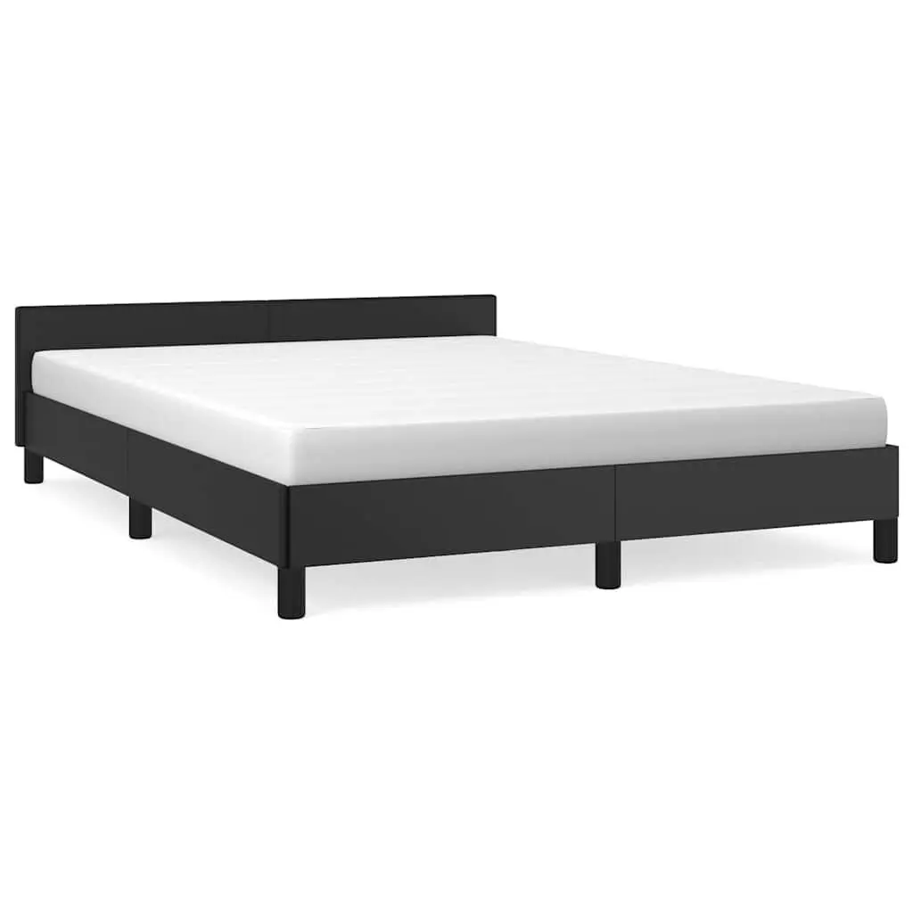 Double Bed Frame Black Faux Leather Headboard Bedroom 54 Inch