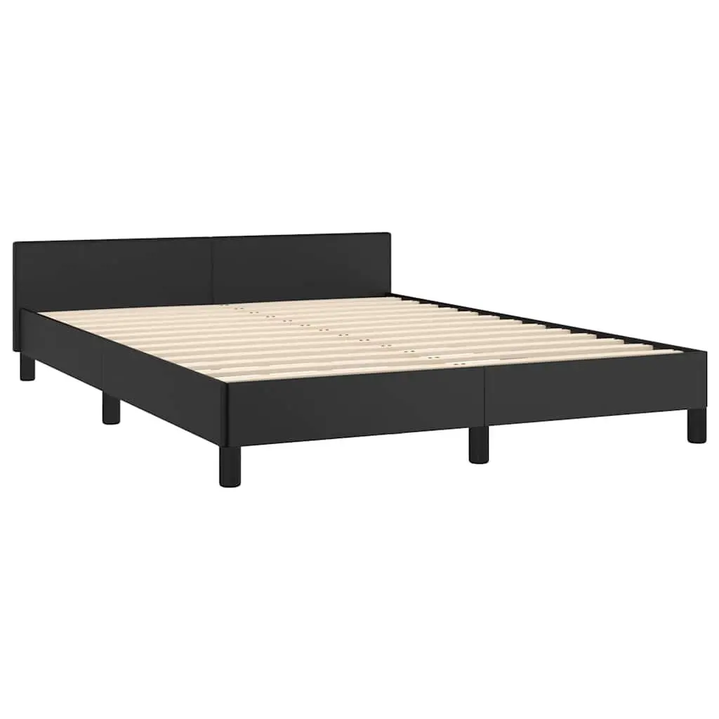 Double Bed Frame Black Faux Leather Headboard Bedroom 54 Inch