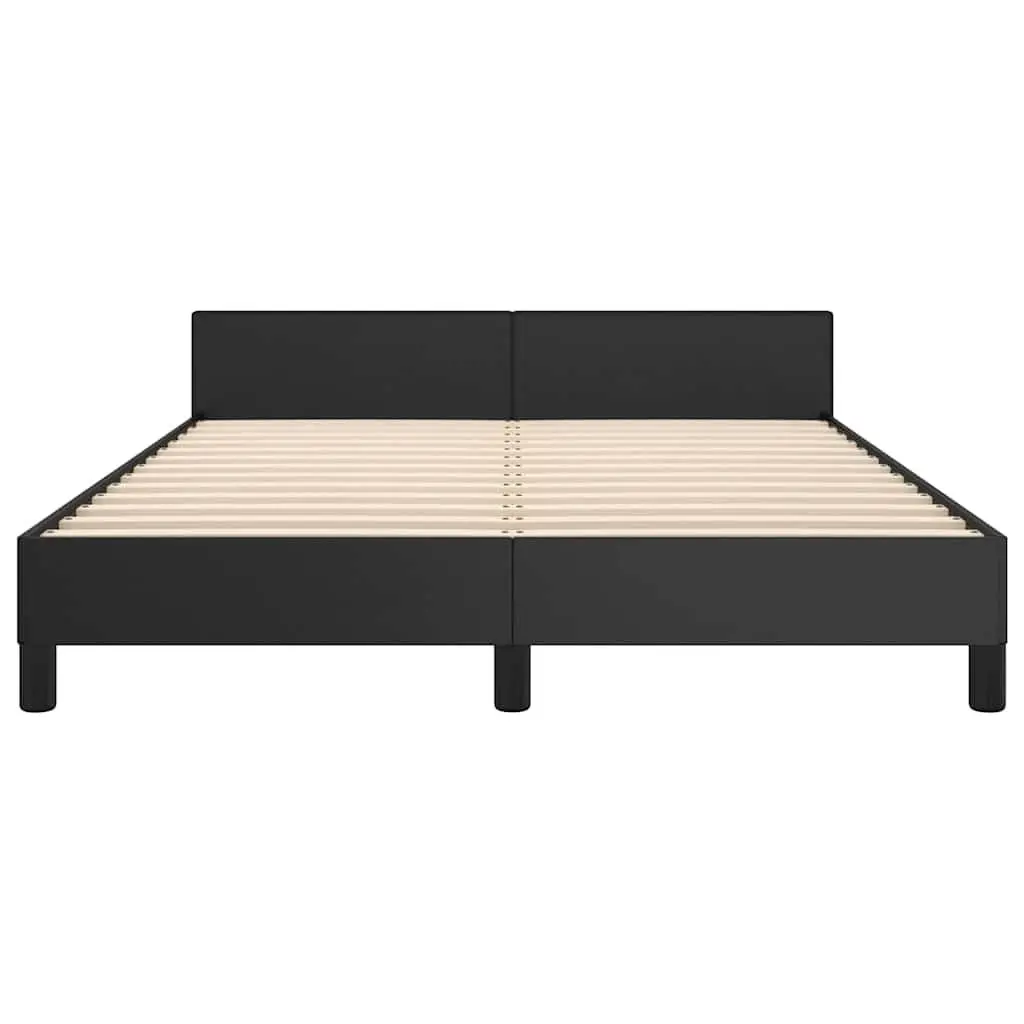 Double Bed Frame Black Faux Leather Headboard Bedroom 54 Inch