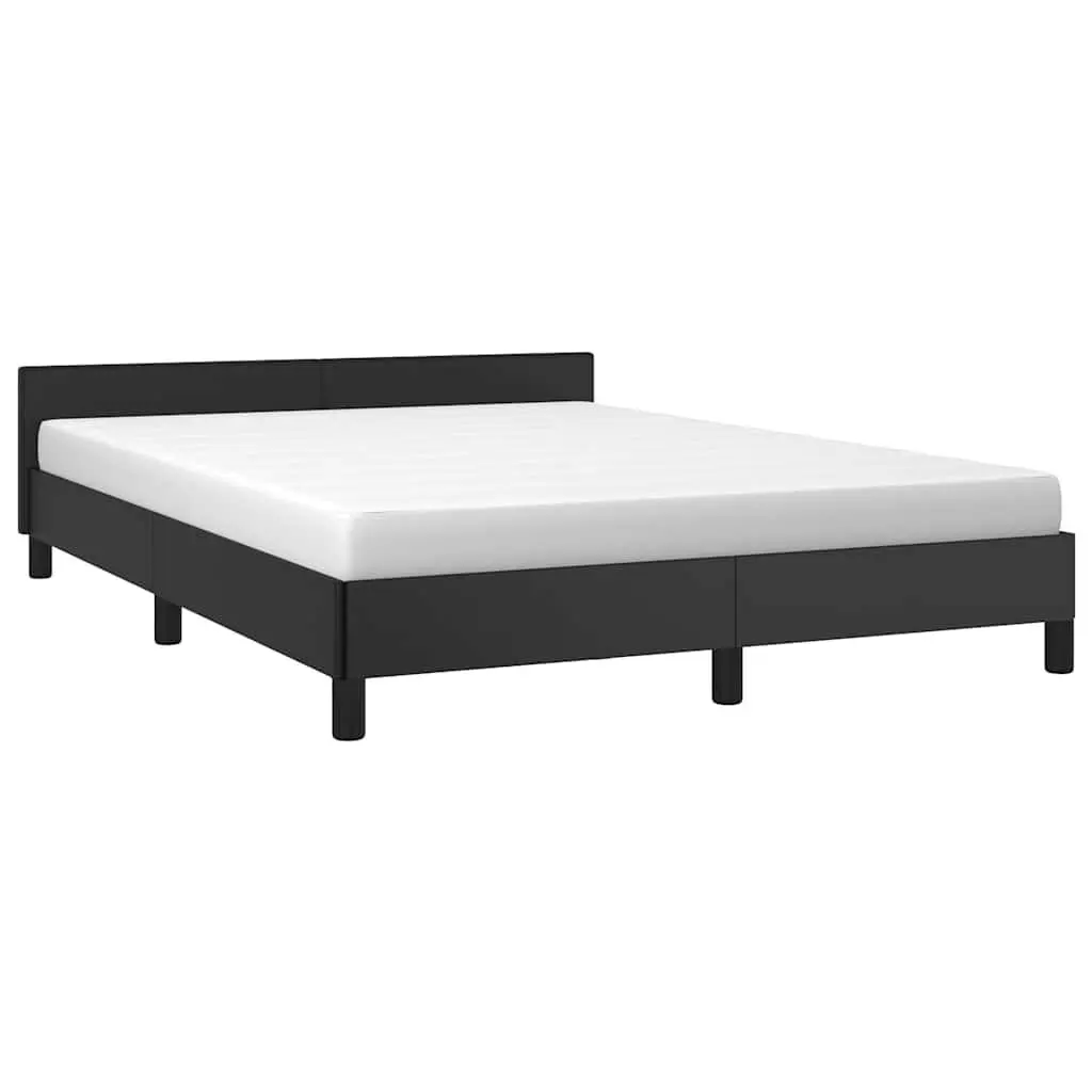 Queen Bed Frame Black Faux Leather Bedroom Furniture