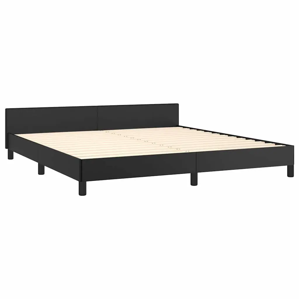 Queen Bed Frame Black Faux Leather Bedroom Furniture
