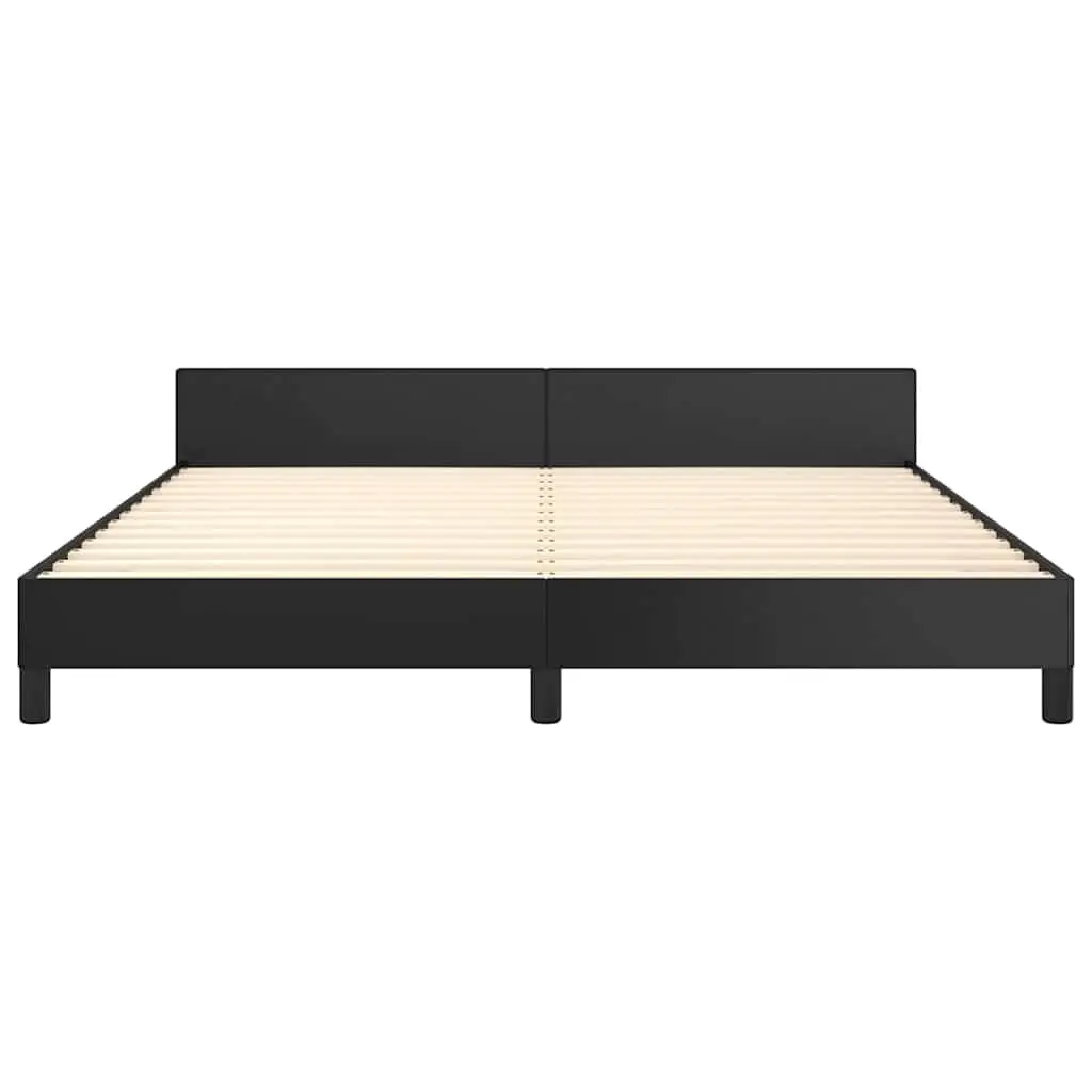Queen Bed Frame Black Faux Leather Bedroom Furniture