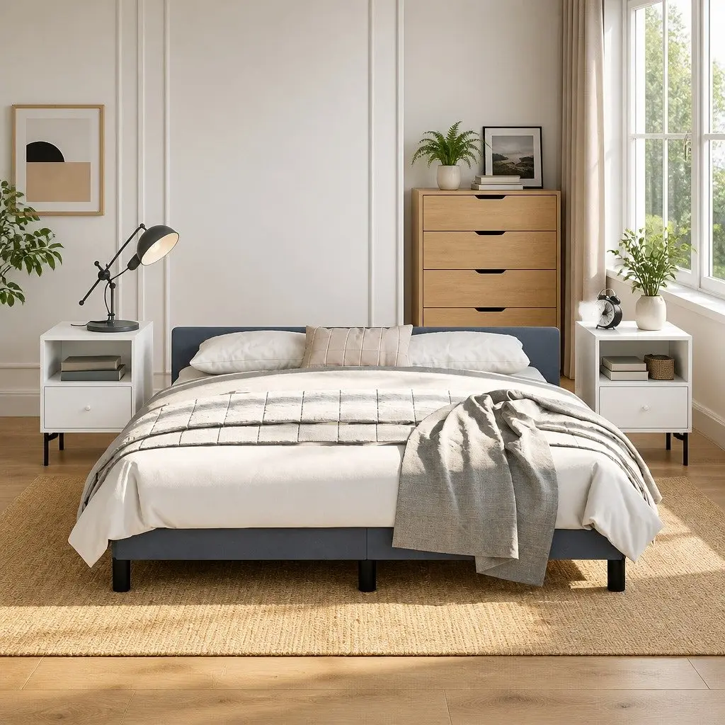 Grey Velvet Queen Bed Frame